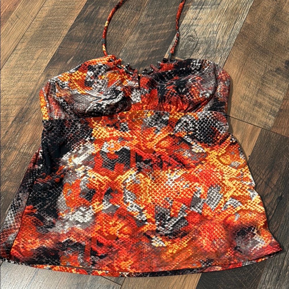 Women's Multicolor Halter Swim Top